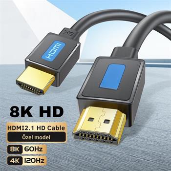 Polham Jasoz Altın Kaplama 2 Metre HD Series 120hz 8K HDMI to HDMI 2.1V HDMI Kablosu Görüntü Aktarım Kablosu