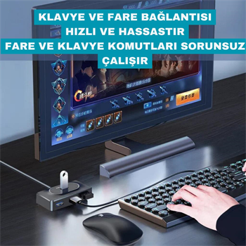 Polham Jazos 4in1 Type C to 4x USB 3.0 Çoğaltıcı Hup Adaptör, Klavye, Mouse, Yazıcı, USB Okuyucu