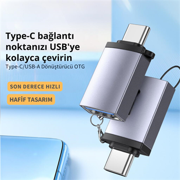 Polham Jazos Type-C to USB 3.1 OTG Dönüştürücü Adaptör, 10 Gbps Veri Aktarım, Mini USB Çevirici