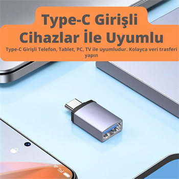 Polham Jazos Type-C to USB 3.1 OTG Dönüştürücü Adaptör, 10 Gbps Veri Aktarım, Mini USB Çevirici