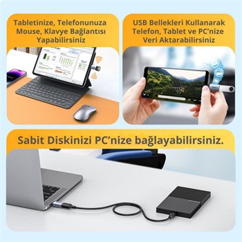 Polham Jazos Type-C to USB 3.1 OTG Dönüştürücü Adaptör, 10 Gbps Veri Aktarım, Mini USB Çevirici