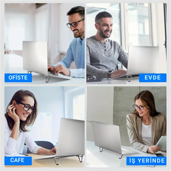 Polham Kaymaz Metal 2 adet 5MM 3M Yapışkanlı Katlanabilir Ultra Mini Laptop Standı,Portatif Taşınabilir