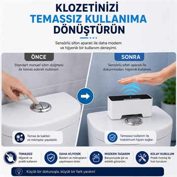 Polham Kızılötesi Sensörlü Otomatik Sifon Aparatı – Temassız Kullanım, Suya Dayanıklı, 1200mAh Şarjlı