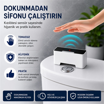 Polham Kızılötesi Sensörlü Otomatik Sifon Aparatı – Temassız Kullanım, Suya Dayanıklı, 1200mAh Şarjlı