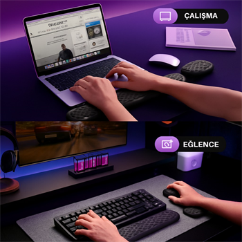 Polham Klavye ve Mouse İçin Ergonomik Bilek Destek Seti, Ultra Yumuşak Silikon Dolgulu Kaymaz, Bilek Yastığı