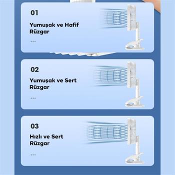 Polham Klipsli Masaüstü Vantilatör, Portatif, Taşınabilir Hafif Fan Ofis Ev İçin Mini Fan Vantilatör