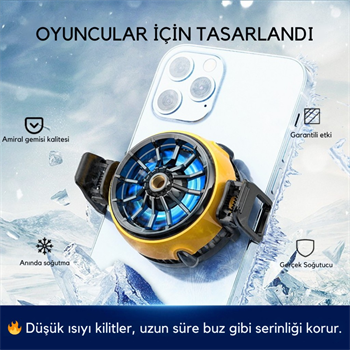 Polham Mandallı Süper Hızlı Fanlı Oyuncular için Telefon Soğutma Fanı, Ultra Güçlü ve Sessiz Soğutucu