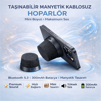 Polham Manyetik Mini Bluetooth Hoparlör – IPX6 Su Geçirmez Taşınabilir Güçlü Bass Stereo Speaker
