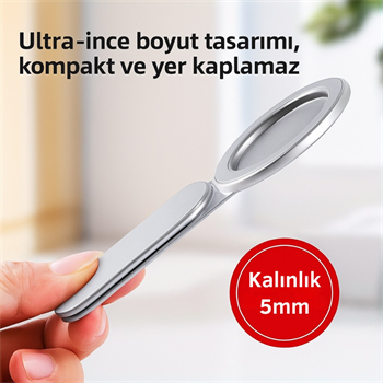 Polham Manyetik Telefon Tutucu | Laptop, Araba Ekranı ve Monitör Uyumlu – Güçlü Mıknatıs, İz Bırakmayan Yapışkan, Katlanabilir Alüminyum