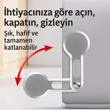Polham Manyetik Telefon Tutucu | Laptop, Araba Ekranı ve Monitör Uyumlu – Güçlü Mıknatıs, İz Bırakmayan Yapışkan, Katlanabilir Alüminyum