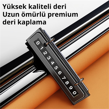Polham Metal & Deri Gövdeli Gizli Açılır Kapanır Geçici Park Numaratörü – Gece Gündüz Net Görünür