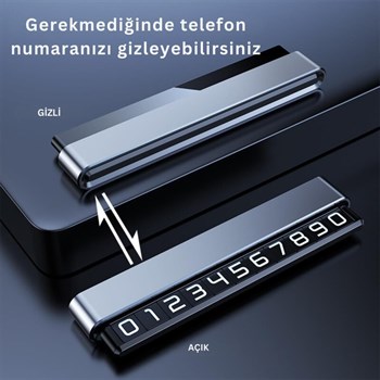 Polham Metal Premium Araç İçi Geçici Park için Telefon Numaratörü, Gizlenebilir Araç Numaratörü