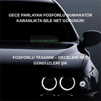 Polham Metal Ultra Şık Araç İçi Geçici Park Numaratörü, Gizlenebilir, Manyetik ve Fosforlu Numaratör