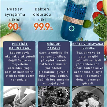 Polham Meyve ve Sebze Yıkama Dezenfekte Makinası, Bakteri, Virüs, Tarım İlacı Pestisit Temizleyici, Ozon Temizleyici