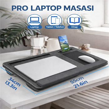 Polham Minderli Bilek Destekli Telefon Tutuculu Mouse Padli Taşınabilir Laptop Masası – Dizüstü Çalışma Sehpası