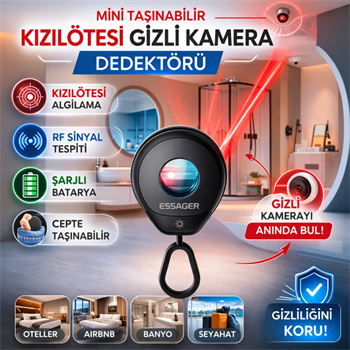 Polham Mini Taşınabilir Kızılötesi Kamera Dedektörü | RF Sinyal Tespiti | Şarjlı | Otel, Airbnb Güvenlik Cihazı