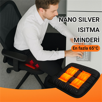 Polham Nano Isıtmalı Koltuk Minderi | 3 Kademeli 35°-45°-65° | Ofis, Ev, Araç Uyumlu Isıtıcı Minder, 42×42 CM