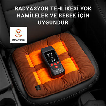 Polham Nano Isıtmalı Koltuk Minderi | 3 Kademeli 35°-45°-65° | Ofis, Ev, Araç Uyumlu Isıtıcı Minder, 42×42 CM