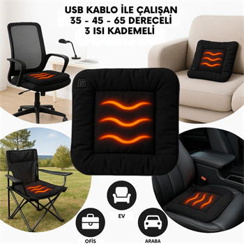 Polham Nano Isıtmalı Koltuk Minderi | 3 Kademeli 35°-45°-65° | Ofis, Ev, Araç Uyumlu Isıtıcı Minder, 42×42 CM
