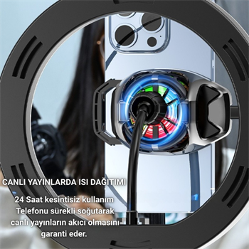 Polham Oyuncular ve Yayıncılar İçin Telefon Soğutucu | RGB LED Işıklı Tasarım | 4500 RPM Turbo Fan | Tripod Uyumlu Sessiz Soğutma