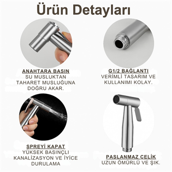 Polham Paslanmaz Çelik Spiral Hortumlu Musluk Çoğaltıcı Tüm Musluklara Uyumlu, Banyo, Tuvalet, Mutfak