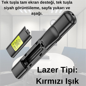 Polham Pilli Kırmızı Lazerli Sunum Kumandası, 100MT mesafeli Konferans, Ders Anlatım, Sunum Kumandası