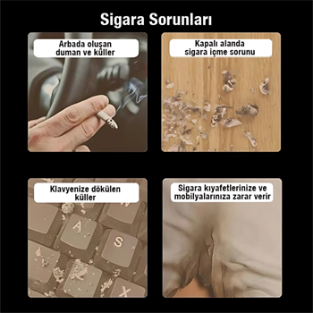 Polham Pipo Tipi Taşınabilir Tüm Sigaralara Uyumlu Küllük, Ev, Ofis, Araç ve Açık Alan İçin Mini Küllük