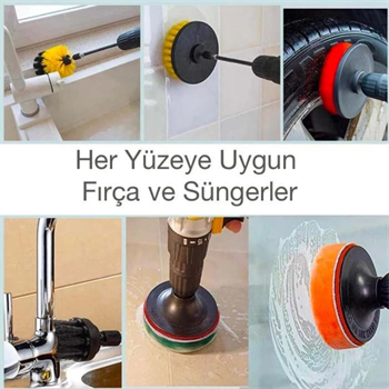 Polham Premium 22 Parça Profesyonel Ev, Ofis, Araç Detaylı Temizlik Seti, Matkap Uçlu Ultra Sağlam Set