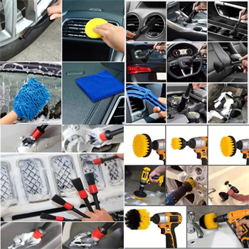 Polham Premium 26 Parça Ful+Ful Profesyonel Araç Detaylı Temizlik Seti, Matkap Uçlu Ultra Sağlam Tam Set