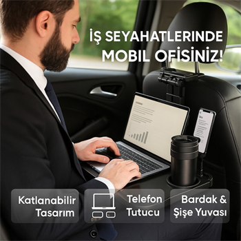 Polham Premium Araç Koltuk Arkası Masa Araç Laptop Standı Araç Yeme İçme Masası Standı Araç Standı