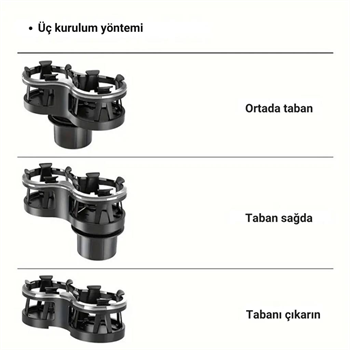 Polham Premium Oto Araç İçi Çift Bardak İçecek Tutucu, Torpido Üstü ve Bardaklık Montajlı Bardak Tutucu