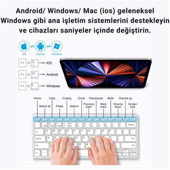 Polham Premium Slim Süper Sessiz Klavye ve Mouse Seti, Telefon, Tablet, PC, TV Uyumlu Klavye Seti