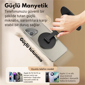 Polham Pro Seri Açı ve Yükseklik Ayarlı Manyetik Telefon ve Tablet Tutucu Stand, Kaydırmaz Masaüstü Dönebilen Stand