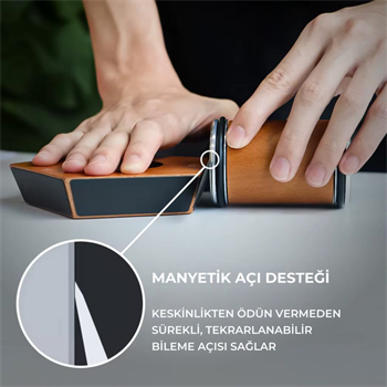 Polham Pro Serisi 5 Açılı Tüm Bıçaklara Uyumlu Bileyici, Silindir Tipi Süper Keskinleştirici Bileme