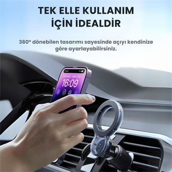 Polham Pro Süper Manyetik Araç İçi Telefon Tutucu, Havalandırma Sıkıştırmalı Stabil Telefon Tutucu
