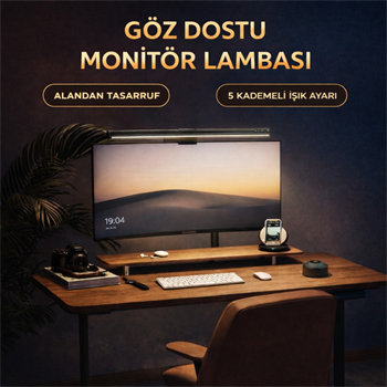Polham Profesyonel 50 CM Ayarlanabilir LED Monitör Işığı, Göz Korumalı Renk Sıcaklığı Ayarlı Alüminyum Monitör Lambası