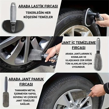 Polham Profesyonel 6 Parçalı Araba, Motorsiklet İçin Detaylı  Araç Temizlik ve Bakım Seti, İç ve Dış Bakım Seti
