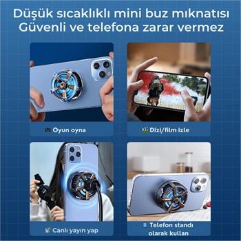 Polham Profesyonel 7000RPM Turbo Buz Tipi Manyetik Telefon Soğutucu | MagSafe Uyumlu, RBG LED Işıklı