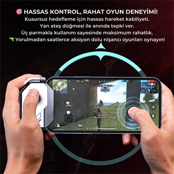 Polham Profesyonel Mobil Oyun Joystick | iOS & Android Uyumlu, Oyun Kontrol Cihazı, Tak-Çalıştır