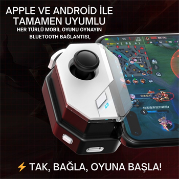 Polham Profesyonel Mobil Oyun Joystick | iOS & Android Uyumlu, Oyun Kontrol Cihazı, Tak-Çalıştır