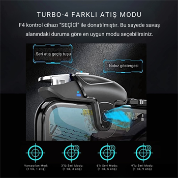 Polham RGB Işıklı 2si 1 Arada Oyun Tetik ve Telefon Soğutucu – 6000 RPM Süper Fan, 400mAh Batarya, PubG ve Call of Duty Uyumlu