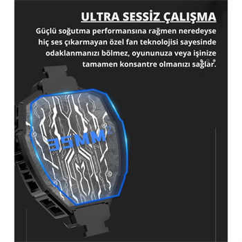 Polham RGB Işıklı Isı Göstergeli Tablet ve Telefon Uyumlu 7000RPM Ultra Güçlü Soğutucu Fan, Ultra Sessiz