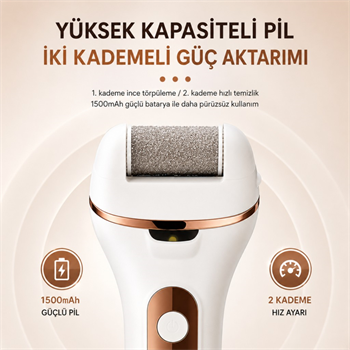 Polham Şarjlı 9 Parça Ayak Bakım Törpüsü - Led Işıklı - Islak ve Kuru Kullanım - 2 Kademeli - Dönen Başlıklı