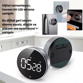 Polham Dijital Zamanlayıcı Kronometre, Spor,Yemek,Ders Çalışmak Için Geri Sayım Saati, Alarmlı