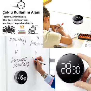 Polham Dijital Zamanlayıcı Kronometre, Spor,Yemek,Ders Çalışmak Için Geri Sayım Saati, Alarmlı