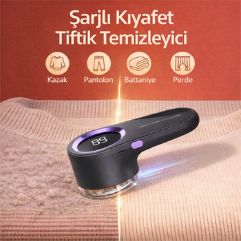 Polham Şarjlı Kıyafet Tiftik Temizleyici – Dijital Ekranlı, Güçlü Motor,Altı Bıçaklı Paslanmaz Çelik