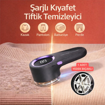 Polham Şarjlı Kıyafet Tiftik Temizleyici – Dijital Ekranlı, Güçlü Motor,Altı Bıçaklı Paslanmaz Çelik