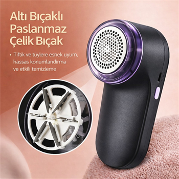 Polham Şarjlı Kıyafet Tiftik Temizleyici – Dijital Ekranlı, Güçlü Motor,Altı Bıçaklı Paslanmaz Çelik