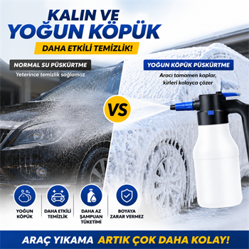 Polham Şarjlı Otomatik 1.5 Litre Yüksek Basınçlı Araç Yıkama Köpük Püskürtücü El Pompası, Otomobil Temizleme Pompası