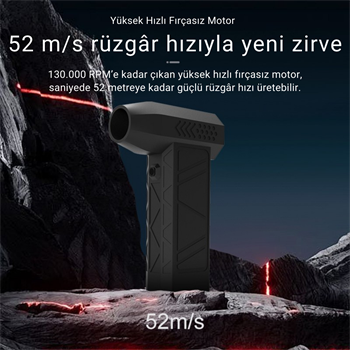 Polham Şarjlı Süper Güçlü 130000RPM Üfleme Cihazı, Araç Su İtici, Yaprak İtici, Mangal Hava Üfleyici